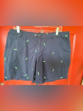 Women's Embroidered Navy Seahorse Cotton Shorts